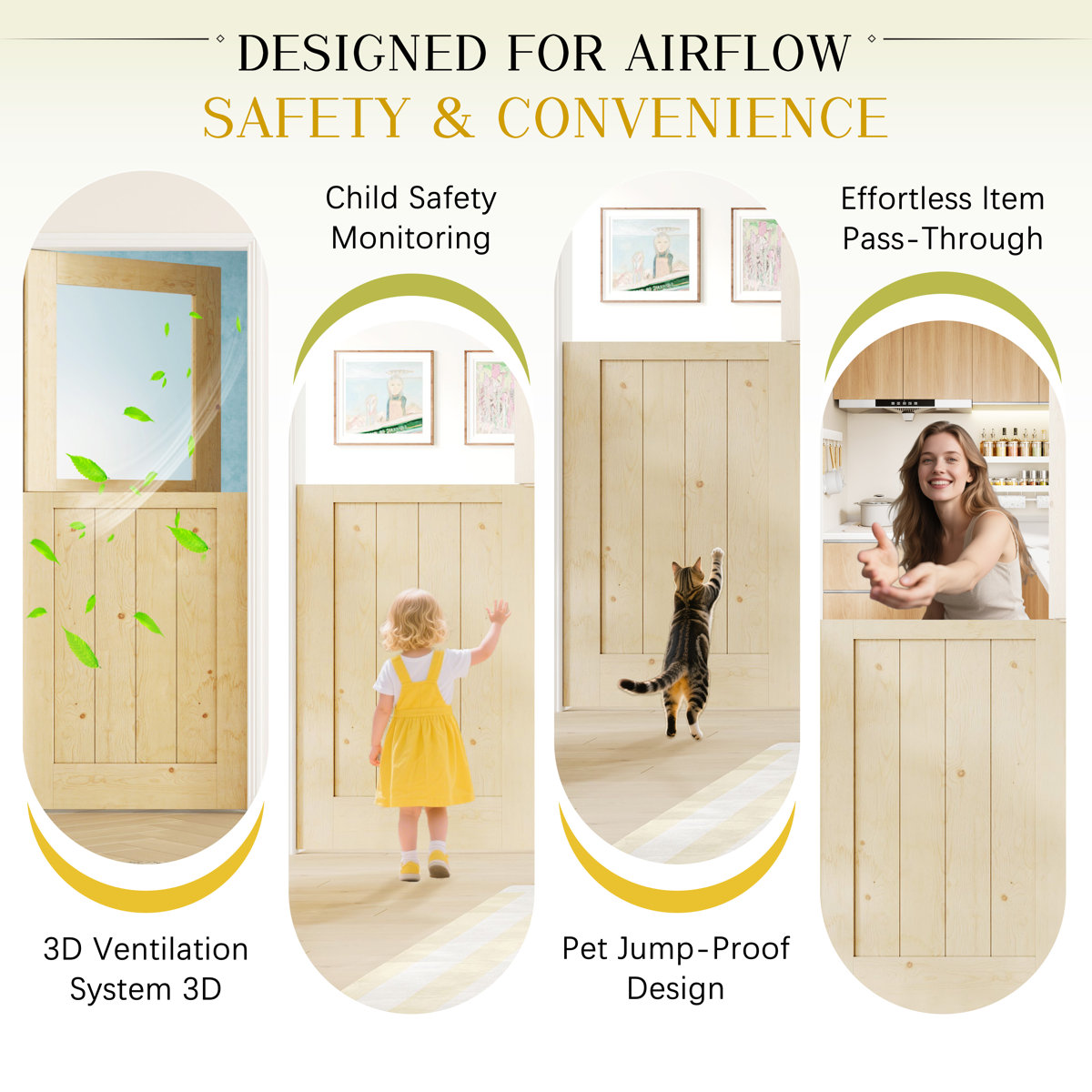 DOOOLI Interior Pre-Hung Dutch Door With 9 Lite Frosted Glass, Solid ...